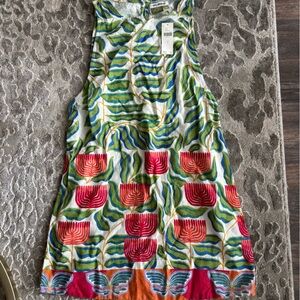 Anthropologie Green and Red Floral Mini Dress